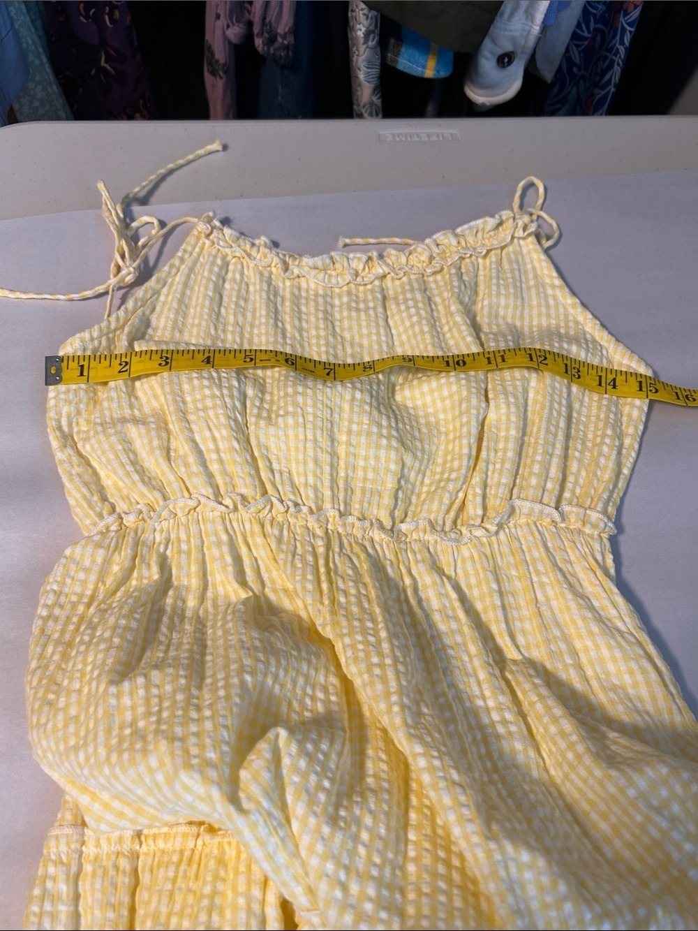 Sim & Sam Yellow Cotton Gingham Tiered Cottagecore Maxi Dress - Picture 13 of 15